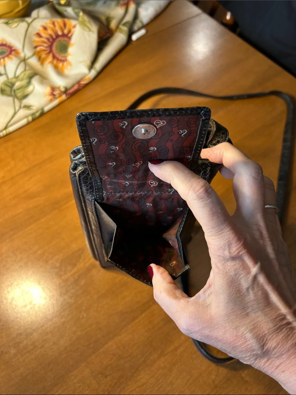 Brighton Black Croc-Embossed Crossbody Bag